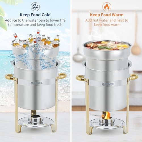 11QT Round Soup Chafer Sets of 4 (11QT-4 Pcs / Gold)
