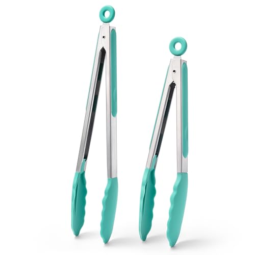 Kitchen Tongs with Silicone Tips for Cooking Serving