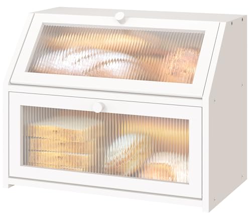 White Bread Box for Kitchen Counter (White / Large)