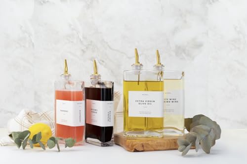 Olive Oil Dispenser Bottle for Kitchen (Gold / 500ml, Set of 4)