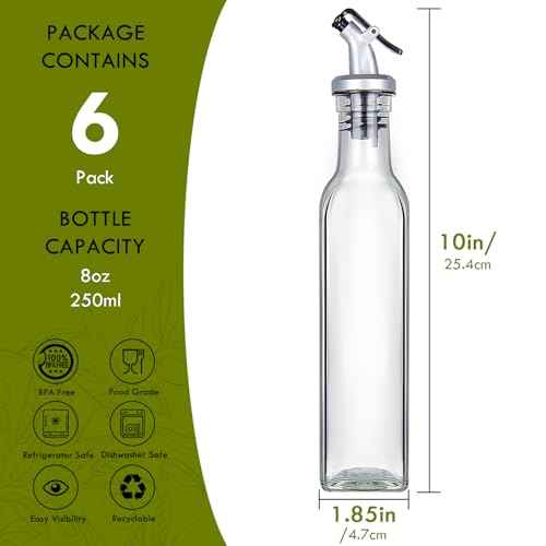 8 oz Glass Olive Oil Dispenser Bottles with Pourers