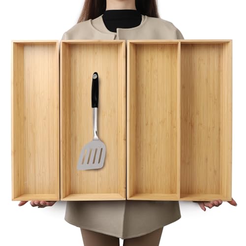 Bamboo Drawer Organizer for Kitchen Utensils