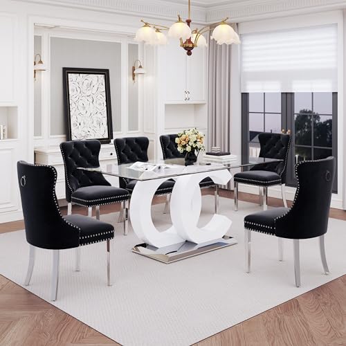 7 Piece Glass Dining Table Set