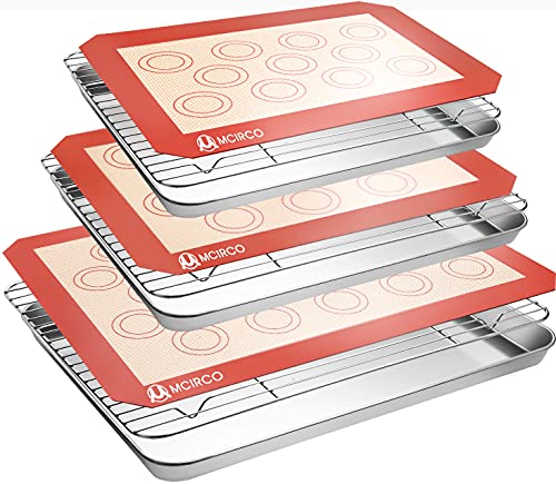 Baking Sheet with Cooling Rack with Silicone Baking Mat Set [6 Pcs