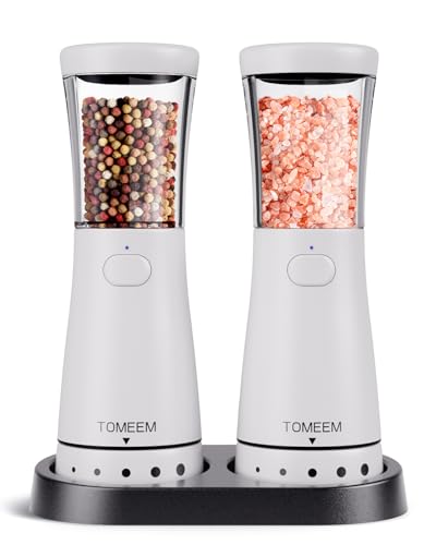Electric Salt and Pepper Grinder Set with Storage Base