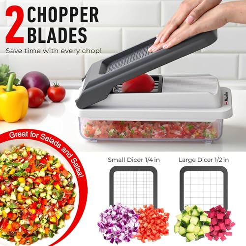 Mueller Vegetable Chopper Mandoline Slicer (White Sand/Grey / 6 blades)