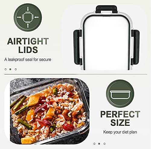 10 Packs 30 oz Glass Meal Prep Containers with Lids (Gray)