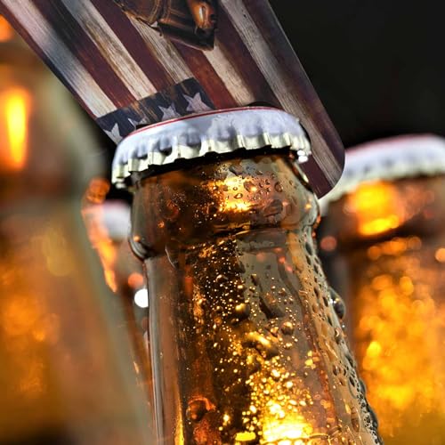 Tool Shop Stainless Steel Bottle Opener Carpentry Electric Drill and Hammer Brown Retro Poster Flat Beer Bottle Opener Keychain for Home Kitchen Bar Restaurant Party Birthday Gift