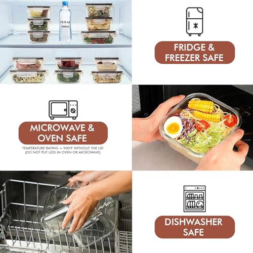 24 Pc Airtight Glass Food Storage Containers (Black)