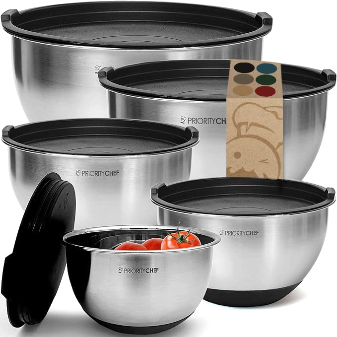 Premium Mixing Bowls With Lids Set (Black)