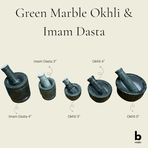 Marble Granite Mortar and Pestle Set (Kundi Green Marble / 5 Inch)