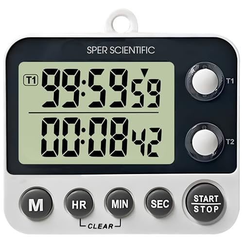 2 Channel Digital Lab + Kitchen Timer with Color Coded LED Lights 810002 (1 Pack)