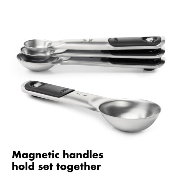 Good Grips 4 Piece Stainless Steel Measuring Spoons with Magnetic Snaps (4 count / Spoons)