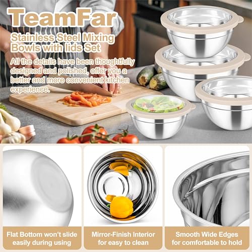 Mixing Bowls with Lids Set of 5 (Khaki)