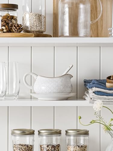 Gravy Boat with Ladle and Saucer Stand 24oz (24 Ounces)