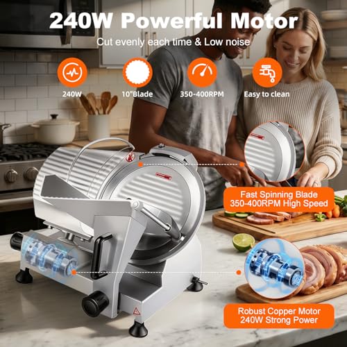 Commercial Meat Slicer 10 inch Electric Food Slicer Frozen Meat (10IN-240W)