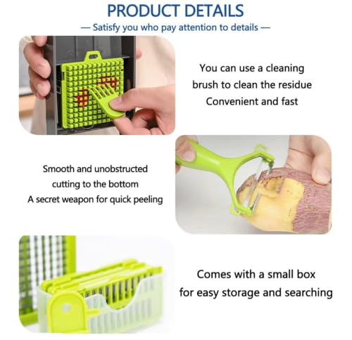 16-in-1 Vegetable Chopper, Vegetable Cutter & Slicer with Container, Multifunctional Manual Food Dicer, Shredder, Grater & Julienne Cutter for Kitchen