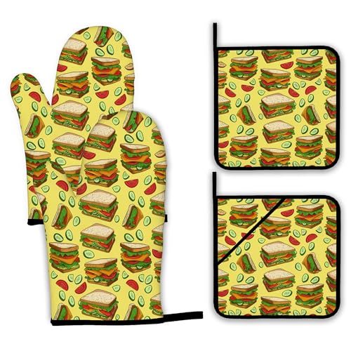 Colorful Rooster Oven Mitts and Pot Holders