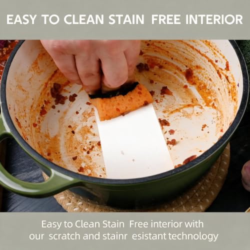 Dutch Oven Enameled Cast Iron with Lid (Golden Green / 3 QT)