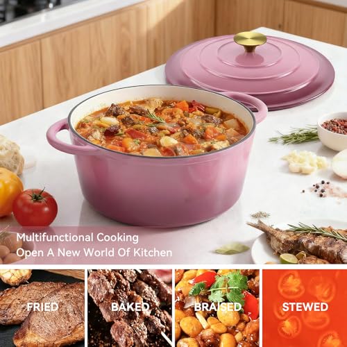4.5 Quart Enameled Dutch Oven Pot with Lid (4.5 QT / Rose)