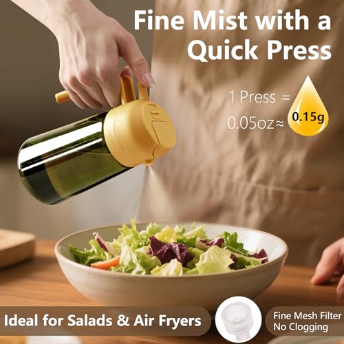 Olive Oil Dispenser and Oil Sprayer (Yellow / 1 Pack)