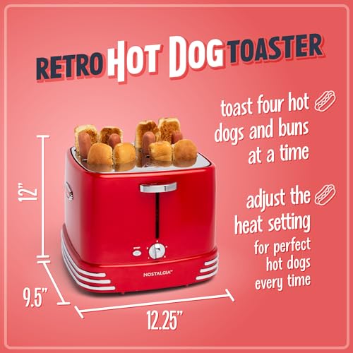 2 Slot Hot Dog and Bun Toaster with Mini Tongs