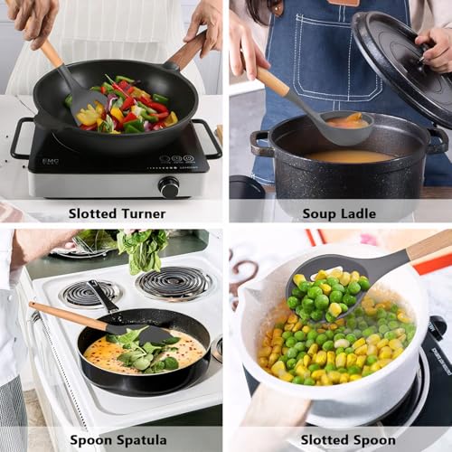 Silicone Cooking Utensils Set 5 (Standard 5-Piece Set / Gray)