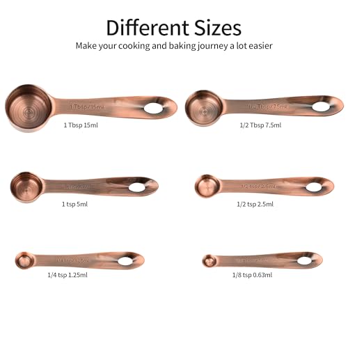 Measuring Cups and Spoons Set (B: 5cups+6spoons / Copper)