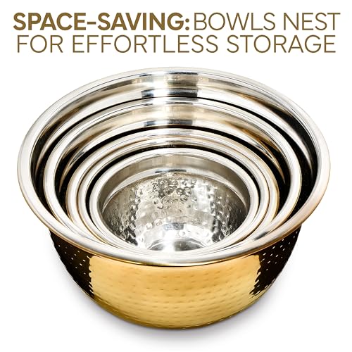 18 Piece Mixing Bowls Set with Airtight Lids (Gold - Hammered)