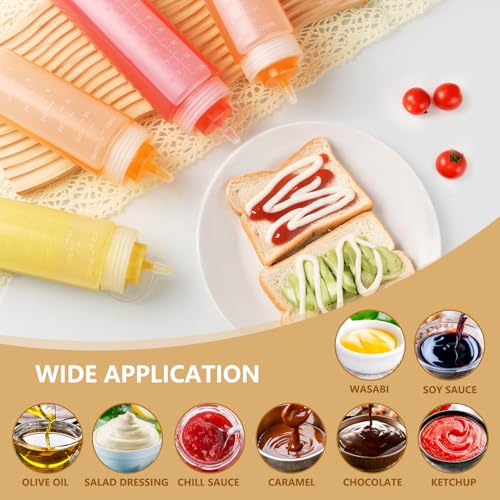 Plastic Squeeze Squirt Condiment Bottles with Twist On Cap Lids