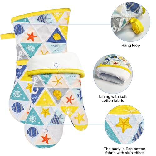 Oven Mitts and Pot Holders with Chef Apron (Sea Fish)