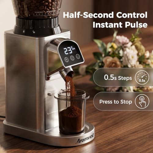 Conical Burr Coffee Bean Grinder with 48 Settings (Silver)