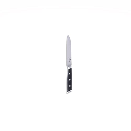 Forged German Stainless Steel Serrated Utility Knife (Silver/Black / 5")