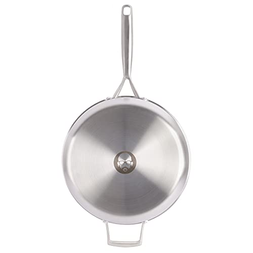 5-Quart Tri-Ply Stainless Steel Sauté Pan with Lid – Professional Grade Saute Pan for Frying, Searing & One-Pan Meals (5 Quarts / Stainless Steel)