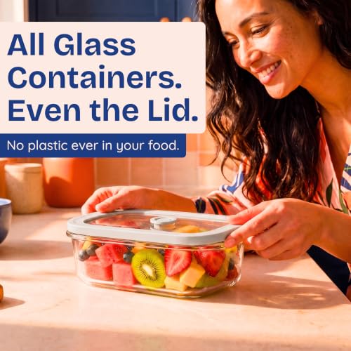 Non Toxic Glass Food Containers with Lids (Gray / 21 Oz)