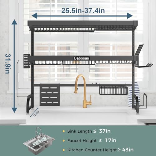 Over The Sink Dish Drying Rack (Black)