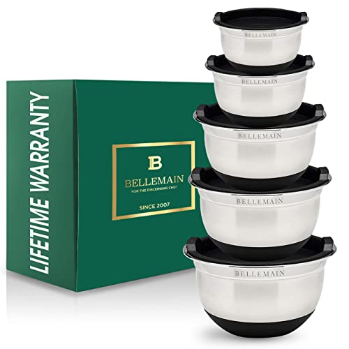 Stainless Steel Mixing Bowls with Airtight Lids Set (Silver/Black / 5 Piece)