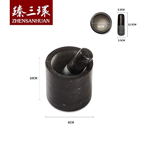ZhenSanHuan Natural Granite Stone Mortar and Pestle Solid and Durable Crusher (YuanDai)
