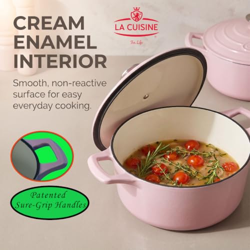 La Cuisine Enameled Cast Iron Dutch Oven (3.7 QT Round / Pink)