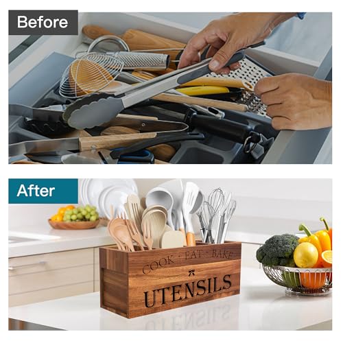 Extra Large Kitchen Utensils Holder with 4 Compartments