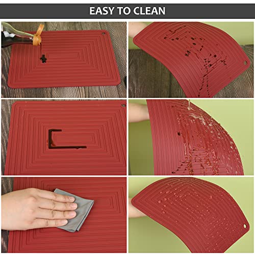 Red Silicone Trivets for Hot Dishes Pots &Pans (Red)