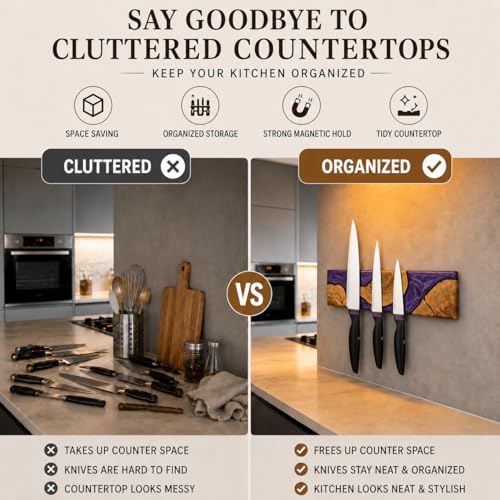 15.7 Inch Magnetic Knife Holder for Wall (Purple / 15.7in)