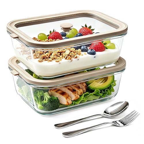 50 oz Glass Food Storage Containers with Glass Lids (50oz)