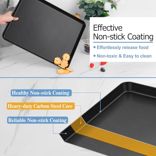 Baking Sheet Pan with Rack Set of 4（Carbon Steel+Non