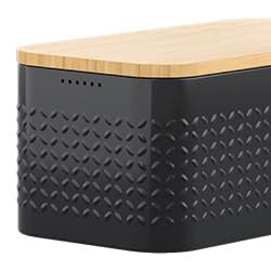 Metal bread box with linen bread US