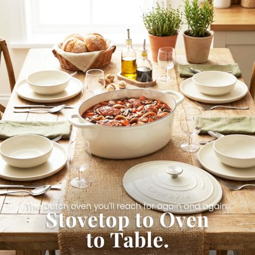 8 qt Oval Enameled Cast Iron Dutch Oven Pot (White / 8 QT)