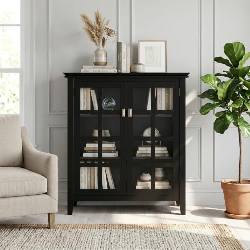 Artisan Solid Wood 38 inch Wide Transitional Medium Storage Cabinet in Honey Brown for the Living Room