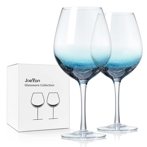 Hand Blown Crackle Wine Glasses Set of 2