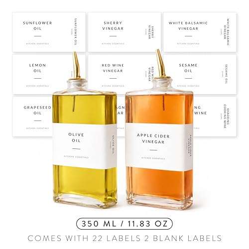 Glass Olive Oil Dispenser Bottle Set for Kitchen (Gold / 350ml, Set of 2)