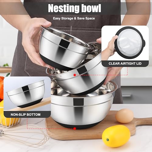 Stainless Steel Mixing Bowls with Lids Set of 6